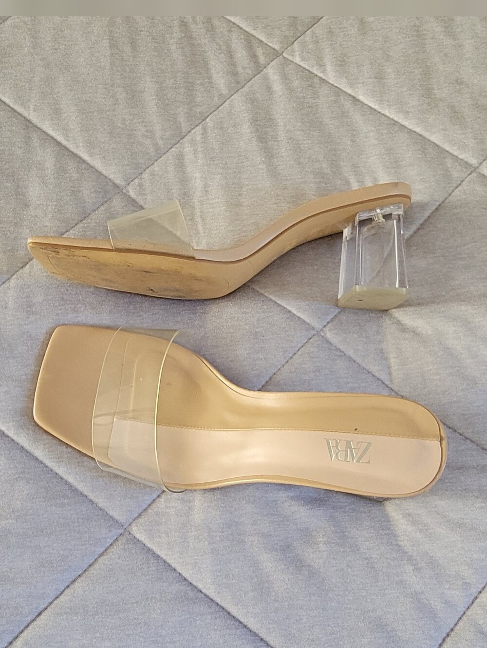 Zara Clear Vinyl Block Heel Mules - Picture 6 of 6